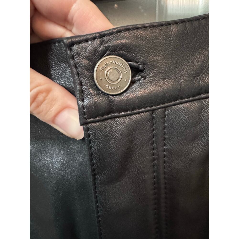 NEW Reformation Veda Black Lambskin Leather Front Slit Maxi Skirt Size 2 - Picture 9 of 16